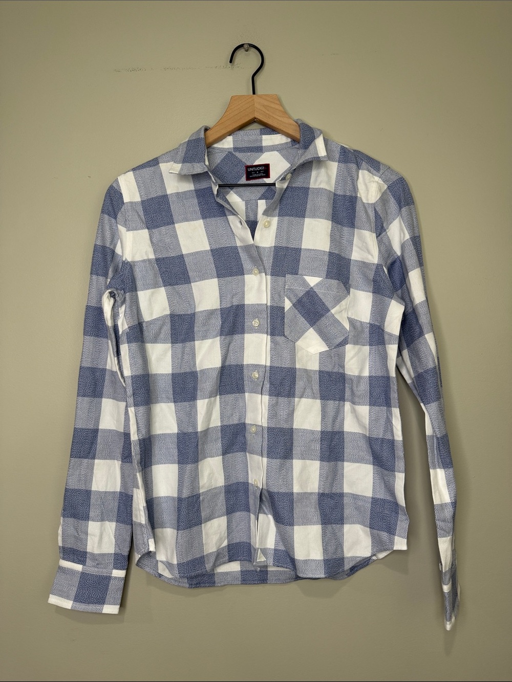 Untuckit Button-Down Plaid Shirt women’s Blue & White 4